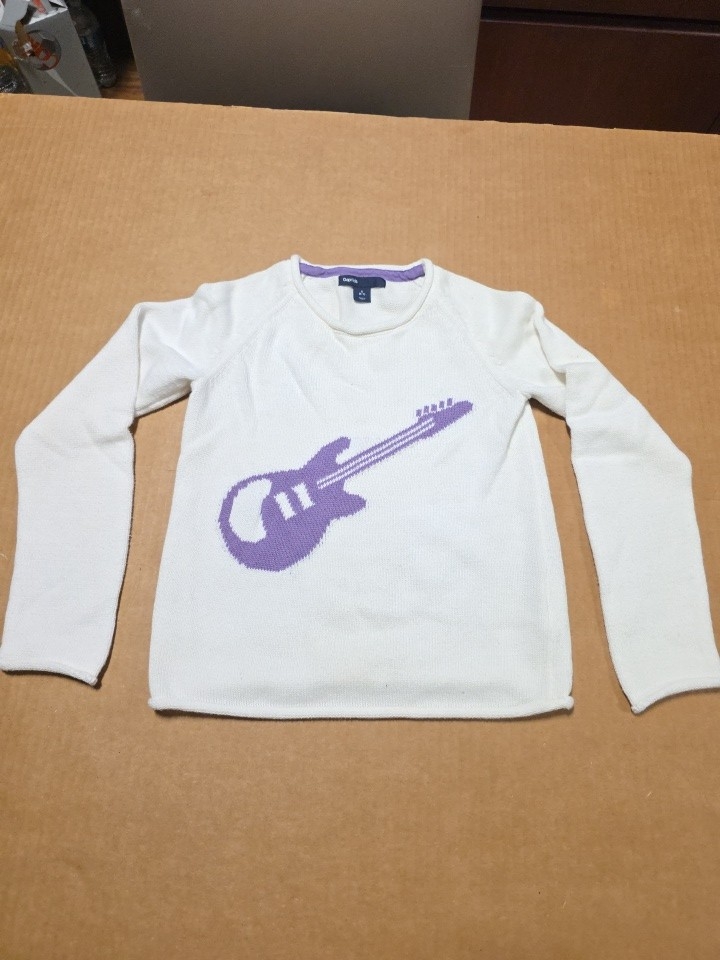 Gap Kids Girls Guitar Sweater Pullover Ivory Size S (6-7)